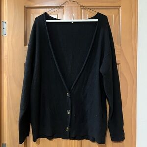 Free People Black V-Neck Cardigan